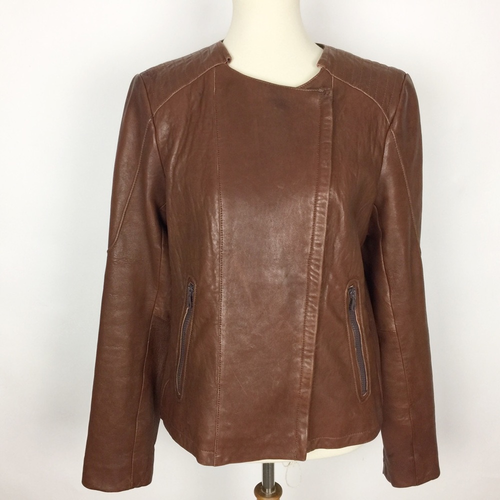 GAP Edition Butter Soft Brown Leather Moto Jacket